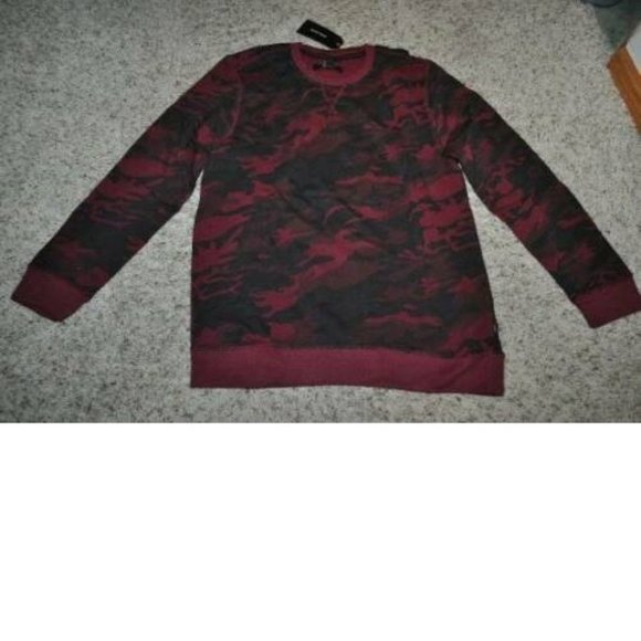 Mens Sweatshirt Adam Levine Small Red Camouflage Crew Terry Long Sleeve - Picture 2 of 4